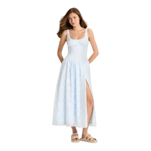 chinese dress ladies Wild Fable White Puff Sleeve Tiered Maxi Dress- Size M – The Saved  Collection main image 1